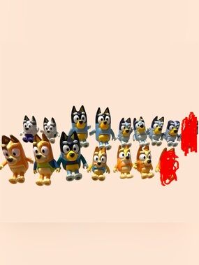 Bluey, Bingo, Muffin and parents. 14 pieces. Some are repeats. Good condition